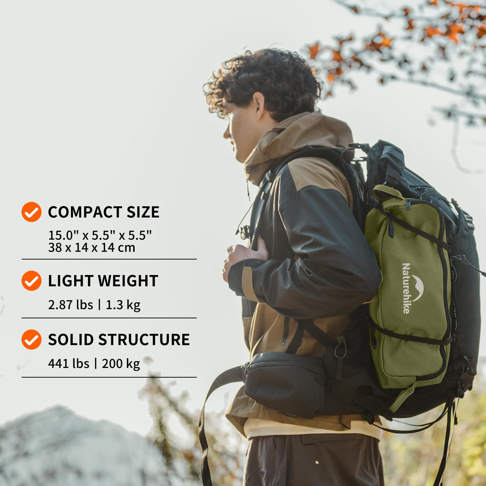 Naturehike YL01 breathable mesh backrest for cool comfort during sits.