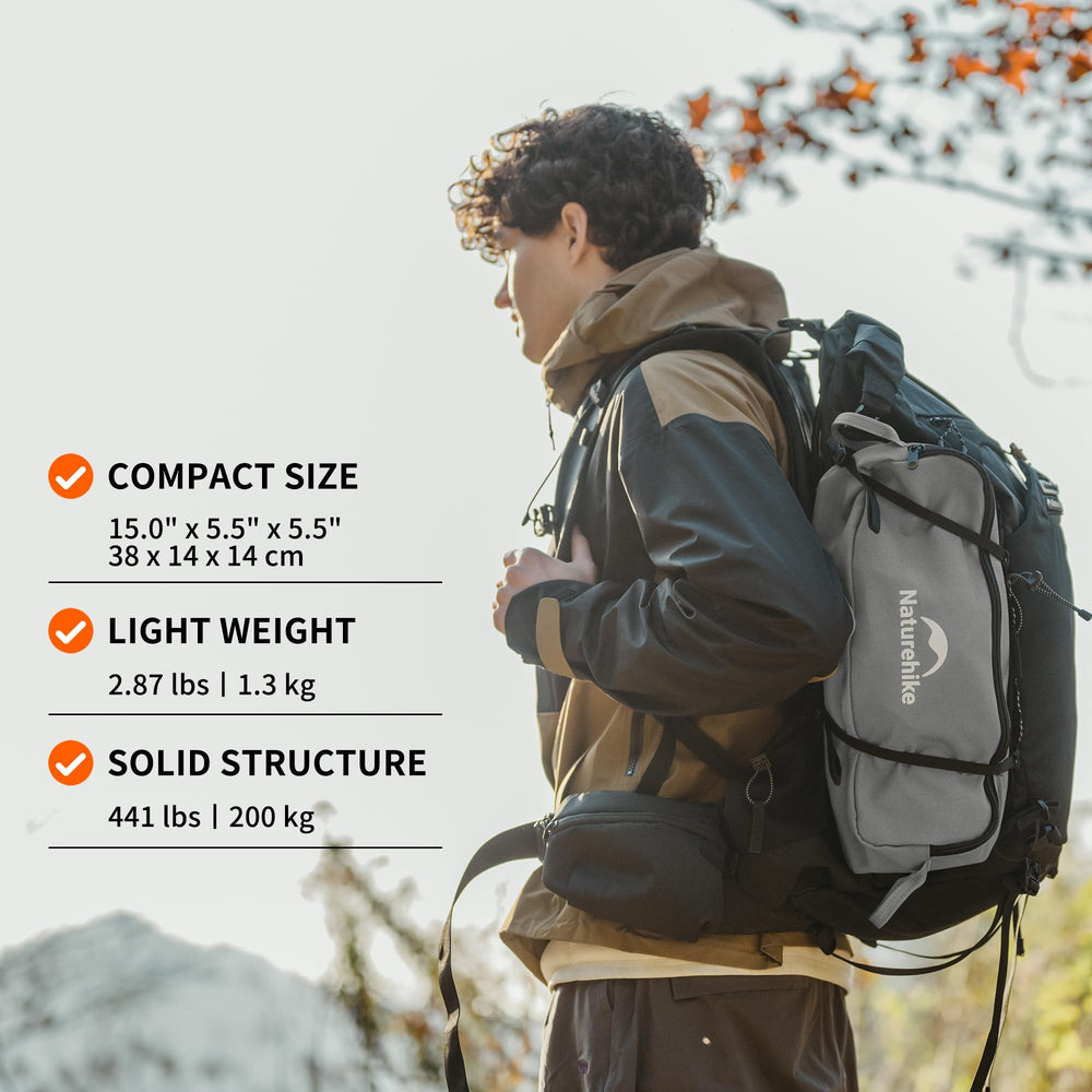 Naturehike YL01 compact fold weighs 2.87 lb and fits in backpacks.