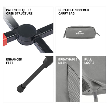 Naturehike YL01 storage bag integrates with chair for quick packing.