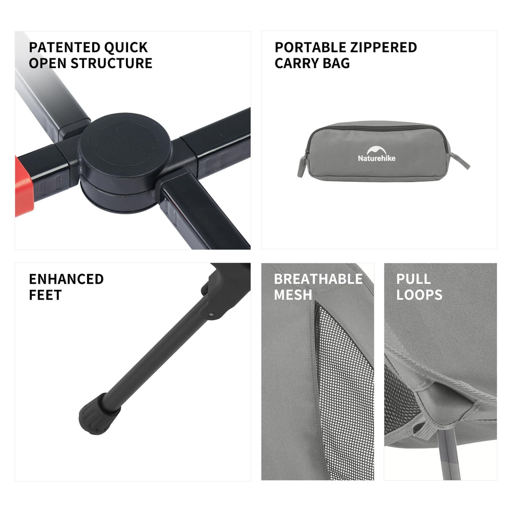 Naturehike YL01 storage bag integrates with chair for quick packing.