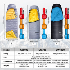 Naturehike zero-degree down sleeping bag large size 220 cm x 85 cm with extra room