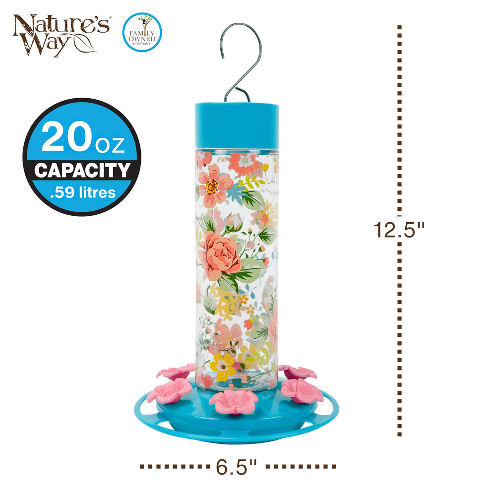 Nature's Way DGHF2 six lifelike flower ports invite multiple hummingbirds to feed.