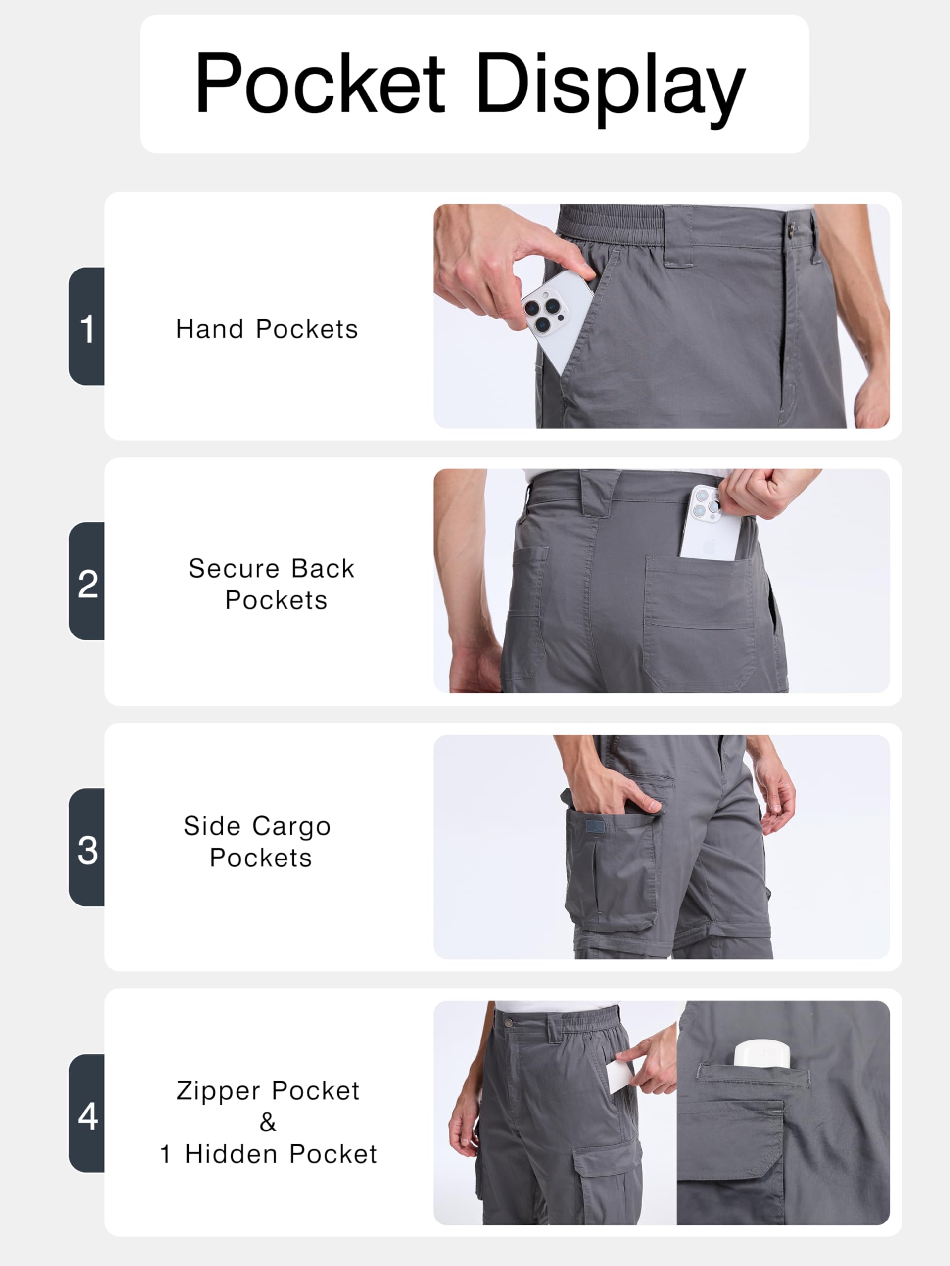 NATUVENIX cargo pants side-pocket detail suits maps and snacks.