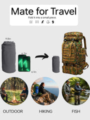 NATUVENIX multi-pocket storage illustrates organized gear for hiking and fishing.