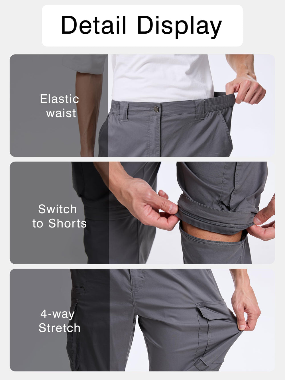 NATUVENIX hiking pants YKK zip detail emphasizes durability and reliable fastening for outdoor activities