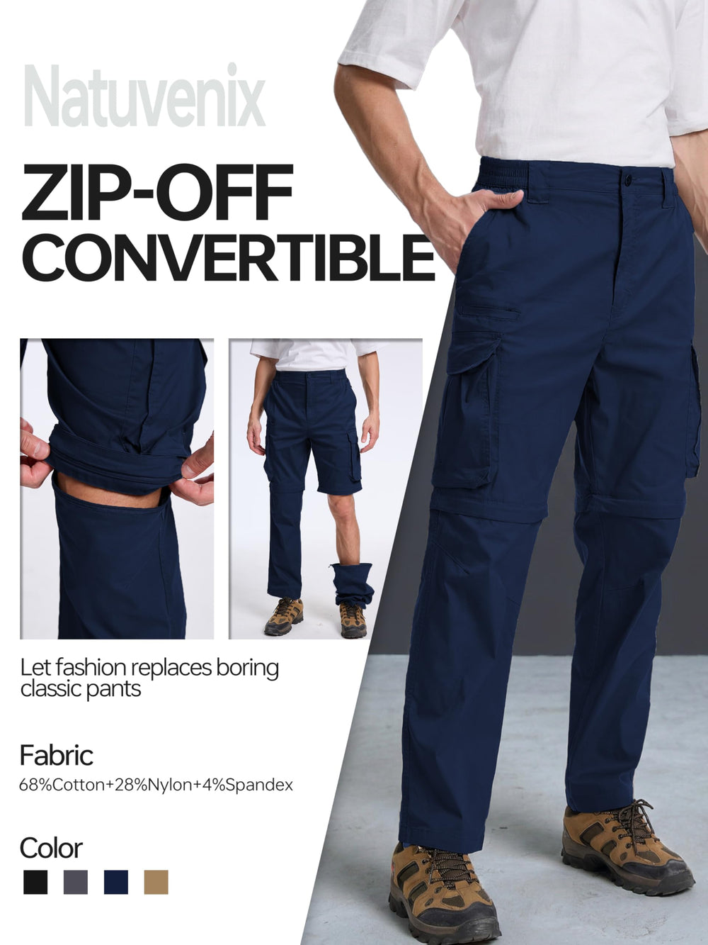 NATUVENIX navyblue pants ready for city-to-trail transitions