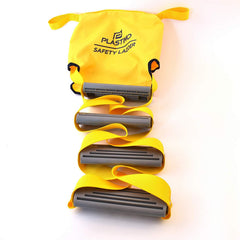 NAUTOS safety ladder four steps yellow angled for easy boat boarding.