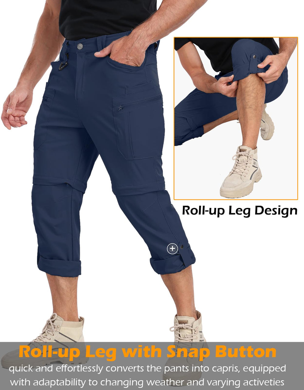 NAVEKULL men's convertible pants quick-dry fabric for all-day comfort.