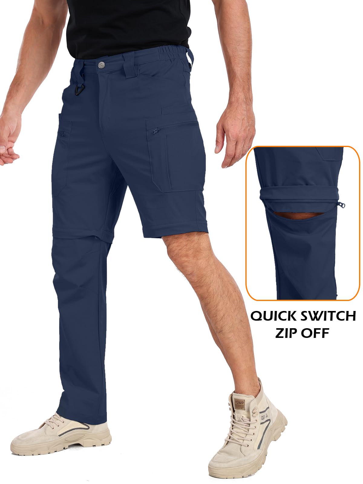 NAVEKULL men's convertible pants stretch fabric for maximum mobility.