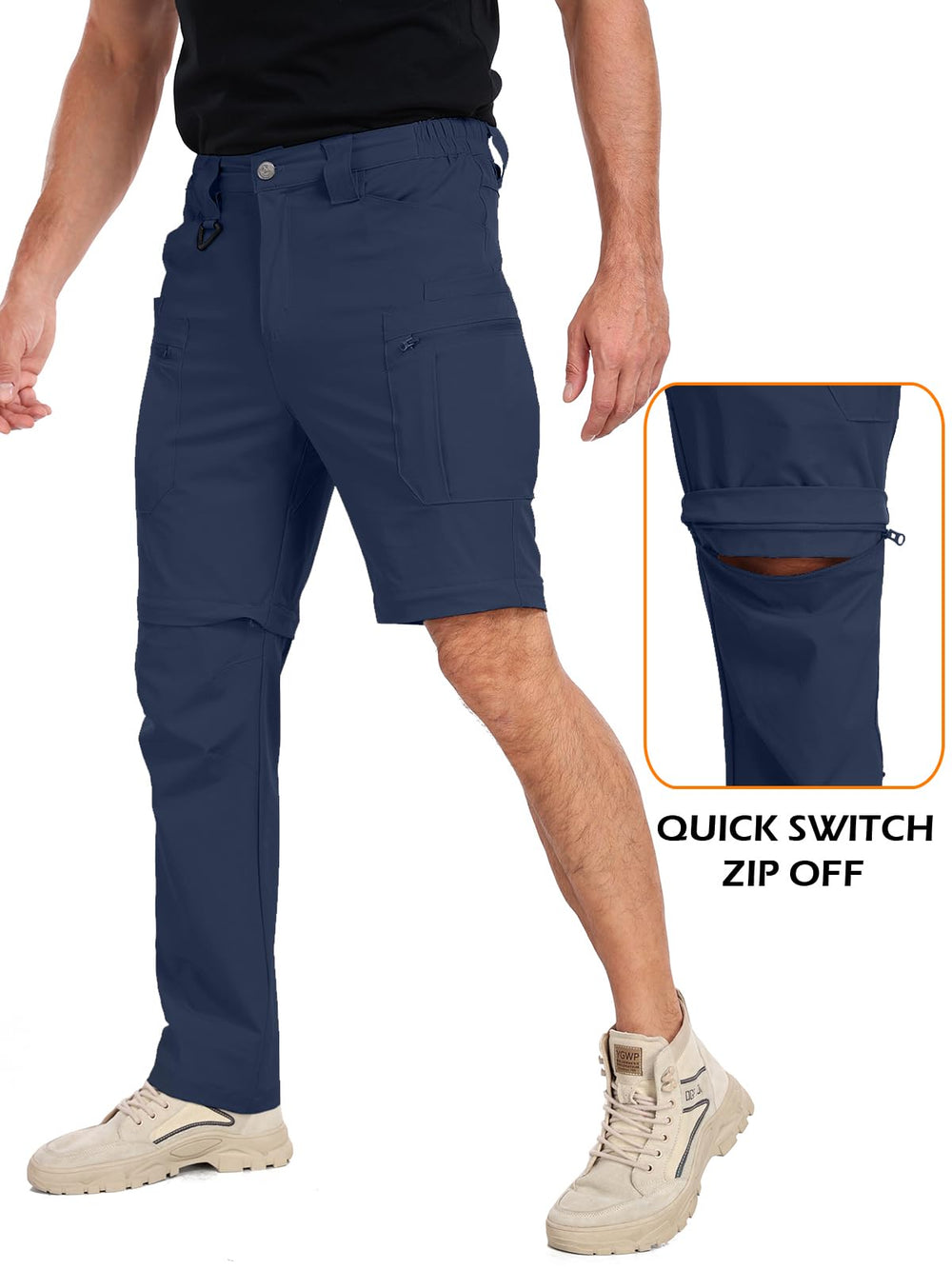 NAVEKULL men's convertible pants stretch fabric for maximum mobility.