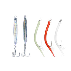 Navicatch 150g blue jig close-up, high-visibility finish to draw tuna and striped bass.