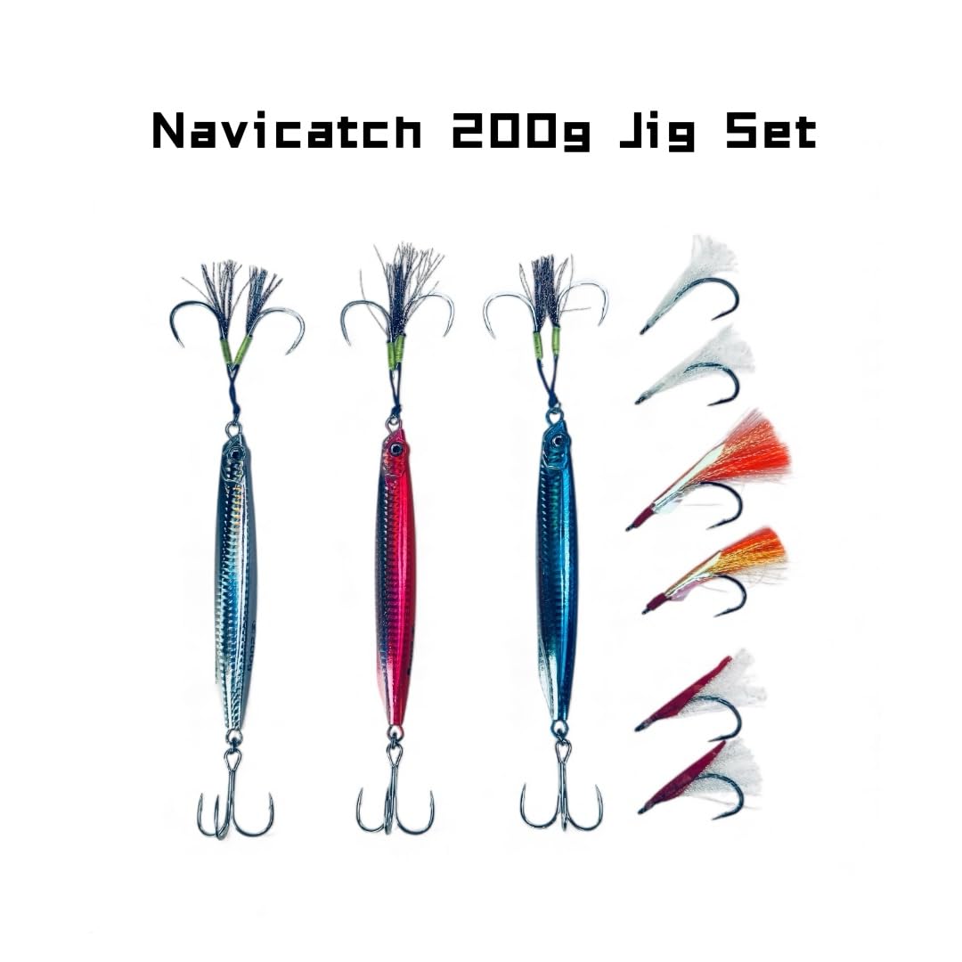 Navicatch 7oz heavy jig silver-side angle showing rugged saltwater build.