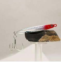 Navicatch striped-bass-red-jig-east-coast demonstrates powerful sinking action for bass fishing