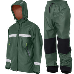 NAVIS MARINE rain suit jacket in dark green, waterproof protection for wet hikes.