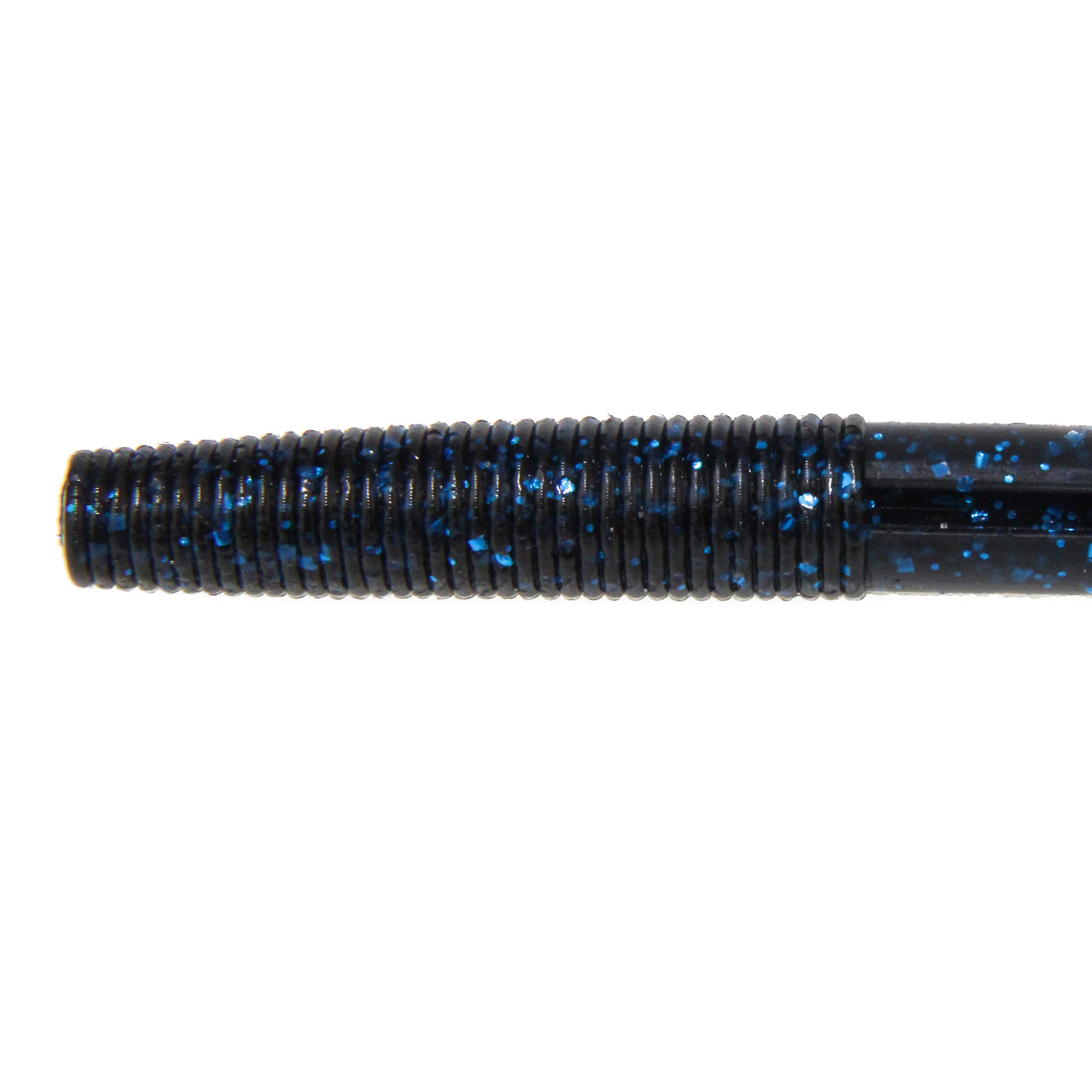 Nawaish Senko bait in green pumpkin with black flake attracts bass in freshwater.