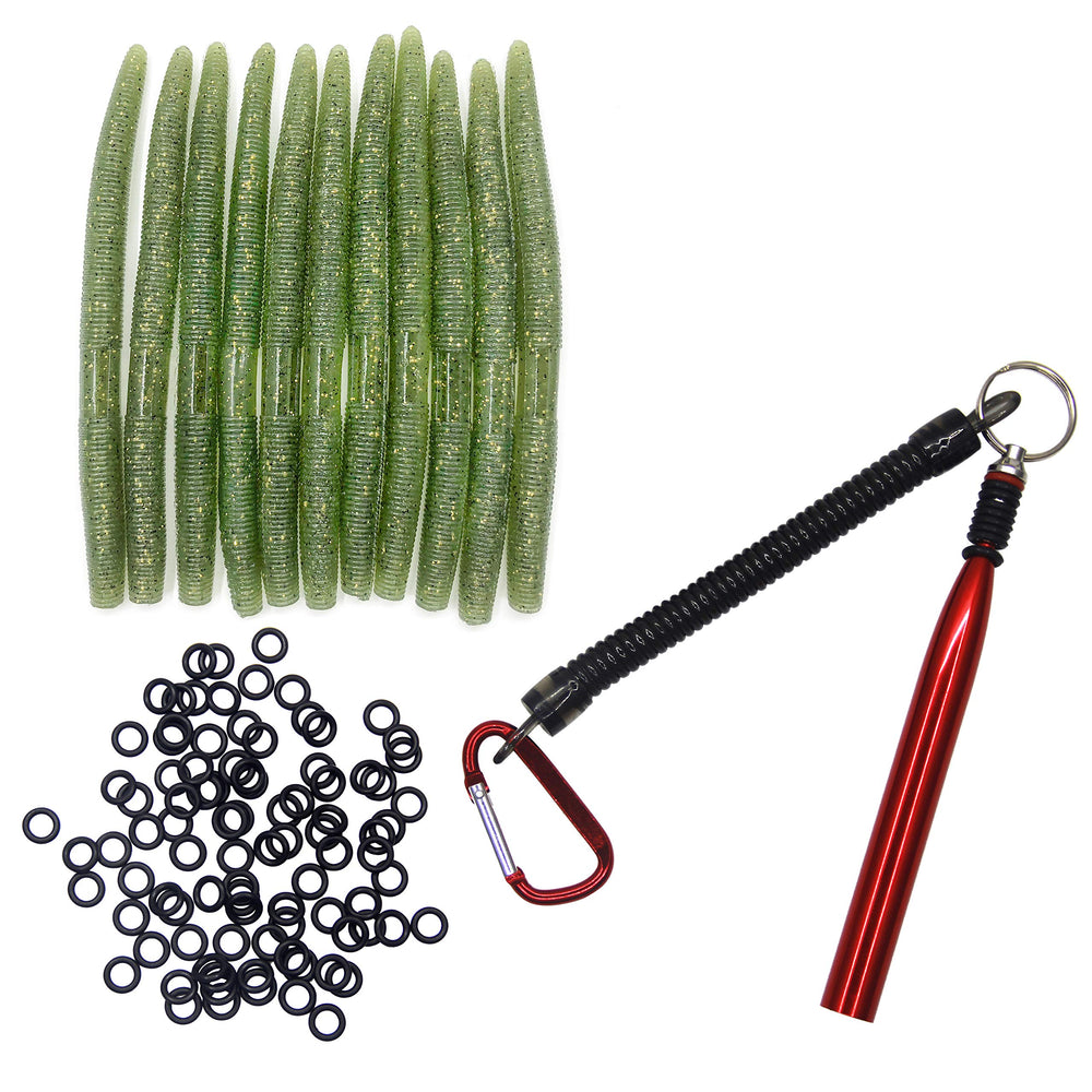 Nawaish Senko 5 inch green pumpkin lure demonstrating lifelike action for freshwater bass