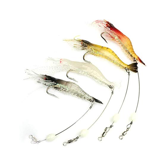 Nawaish soft shrimp lure with luminous body for night fishing visibility.