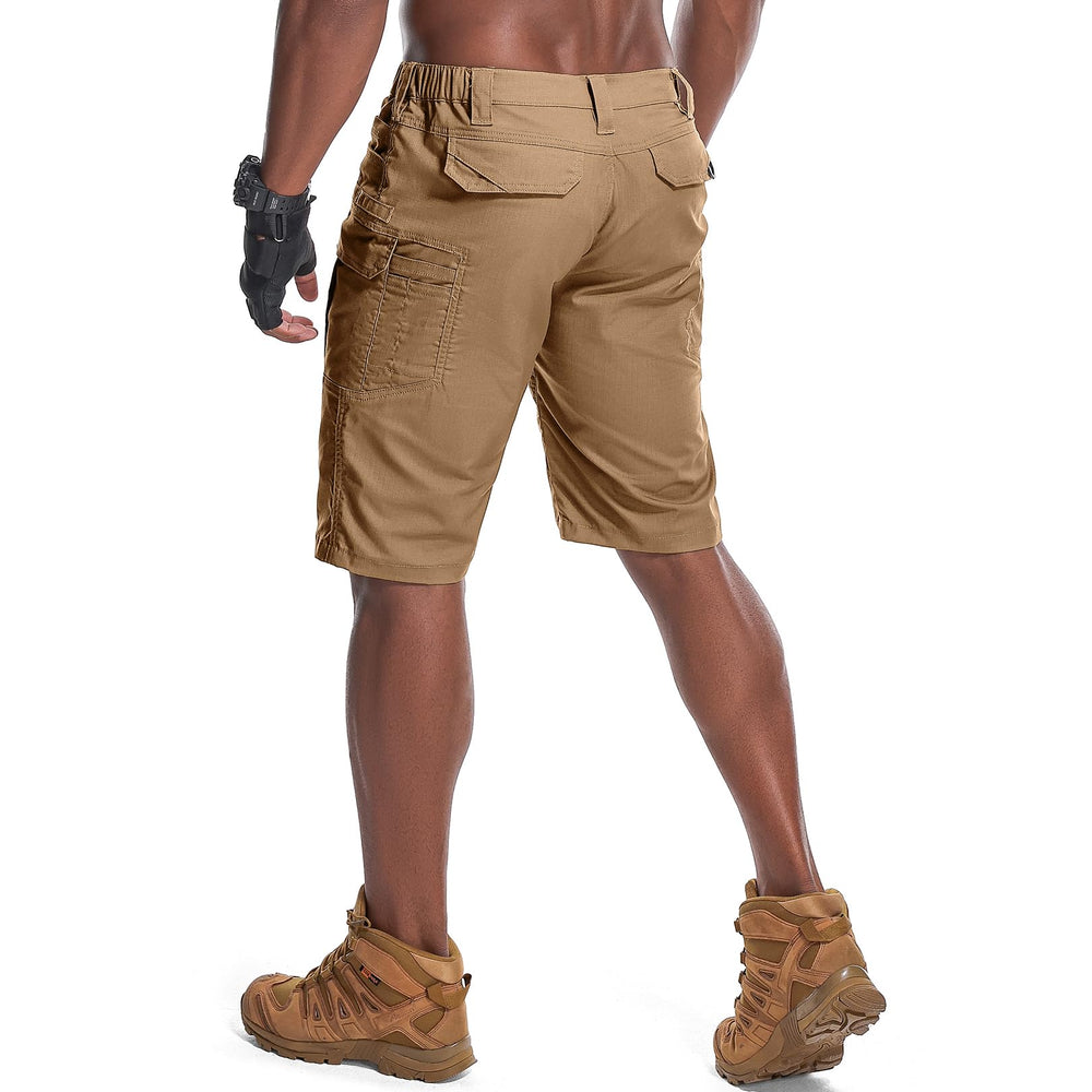 Nayjury men's hiking cargo shorts back pockets in brown with secure closures for valuables.