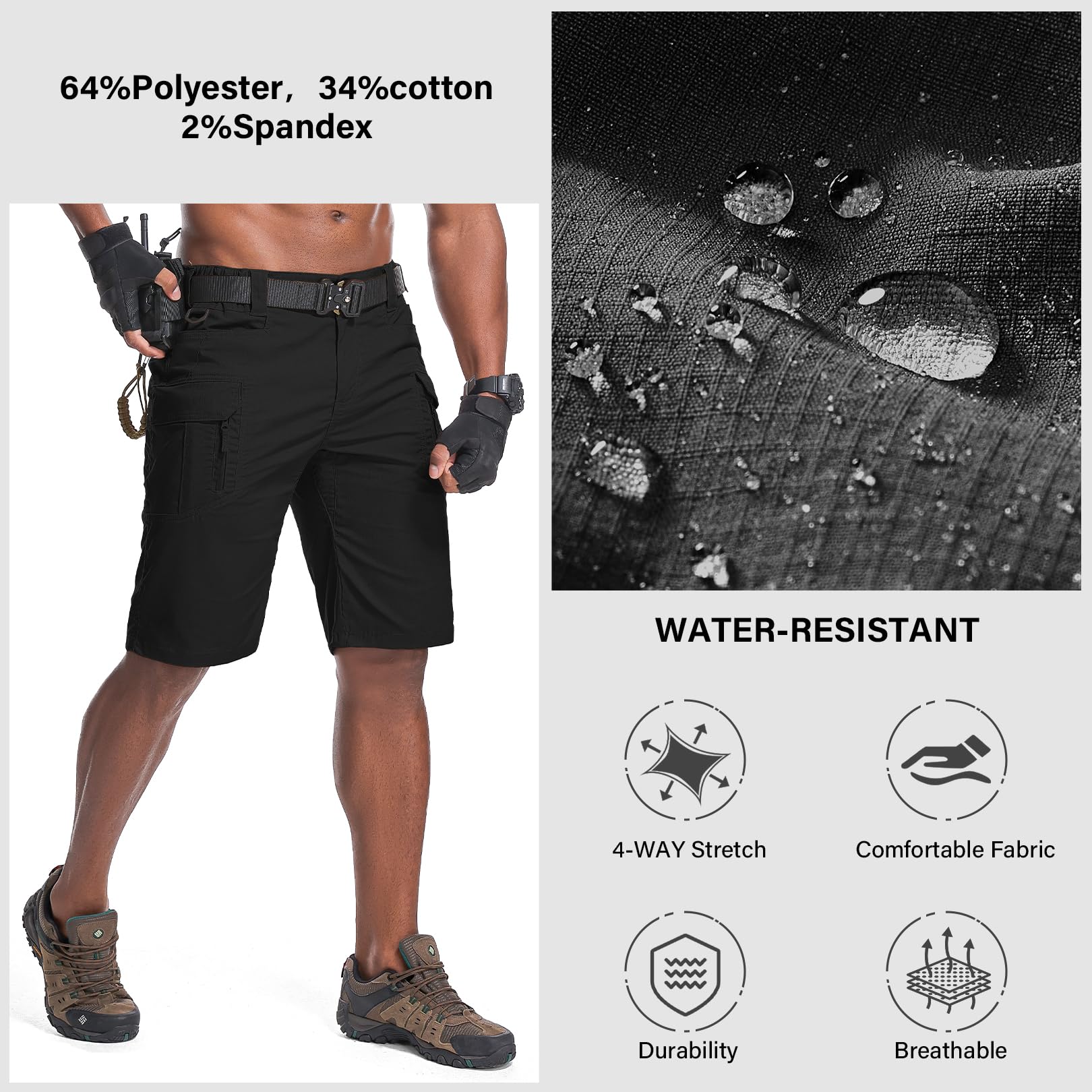nayjury men's hiking cargo shorts back pocket demonstrates extra storage for essentials