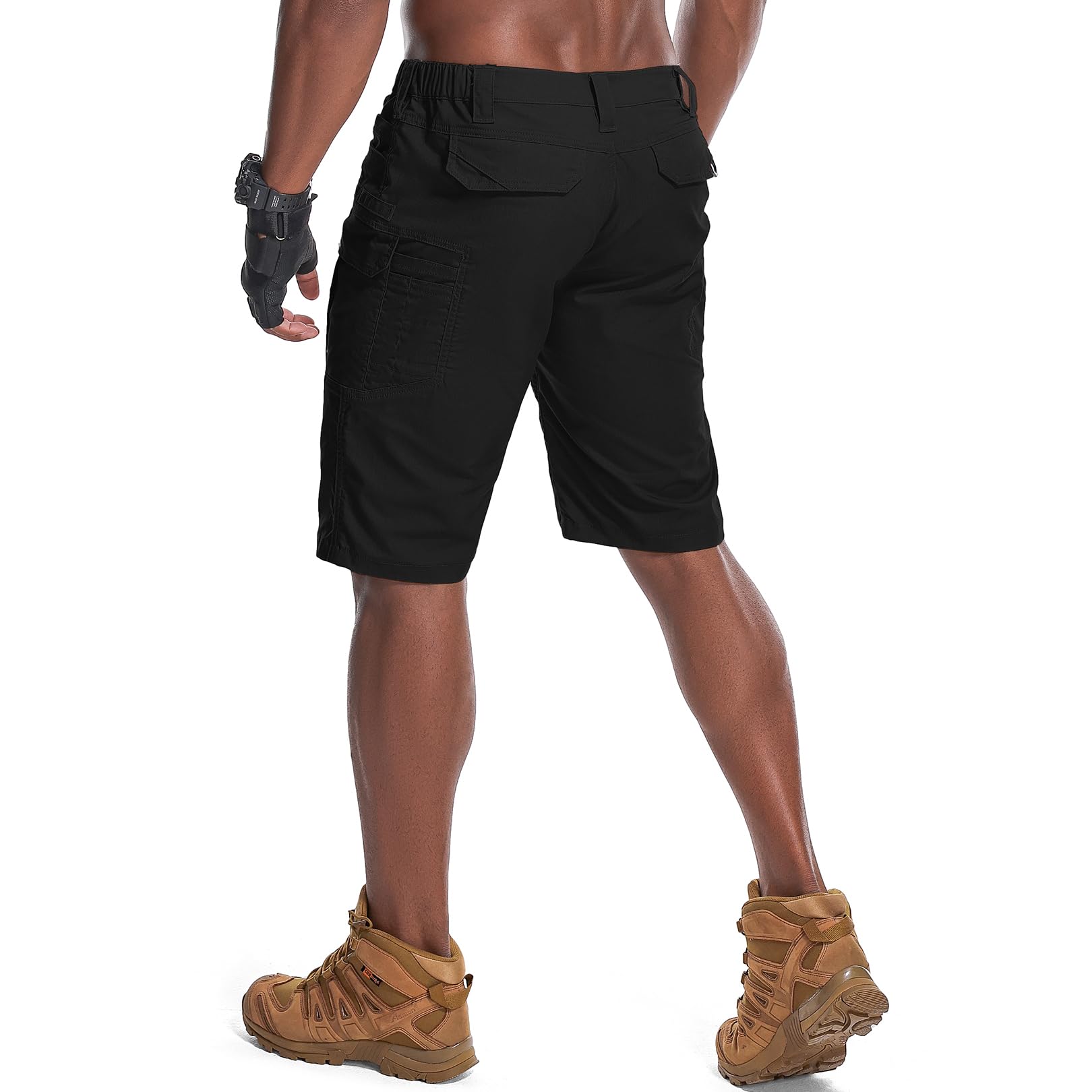 nayjury men's hiking cargo shorts multi-pocket closeup shows secure closures