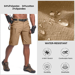 Nayjury men's hiking cargo shorts waist area with brown belt loops and D-rings for gear.