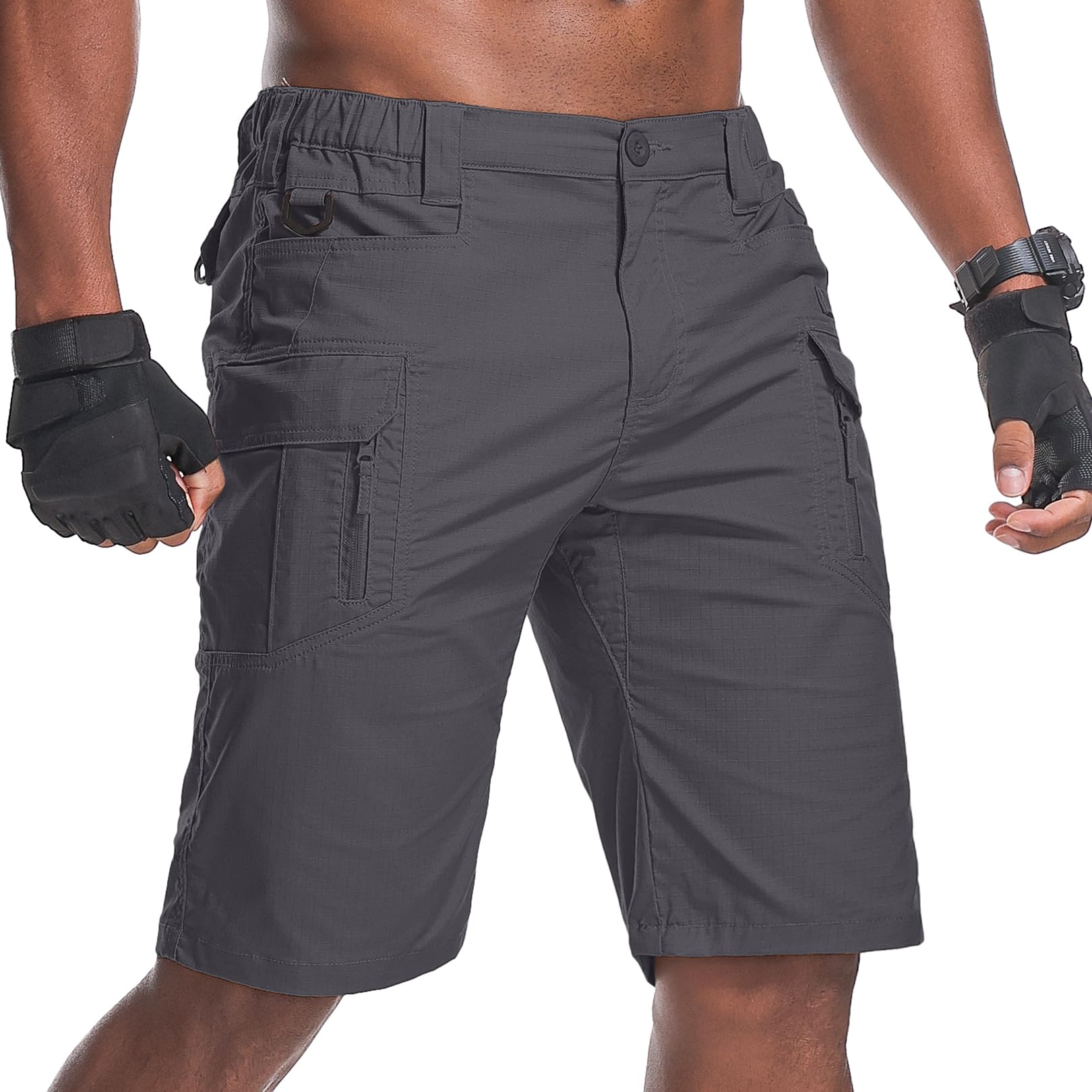 Nayjury men's hiking shorts side pocket close-up showing versatile storage.