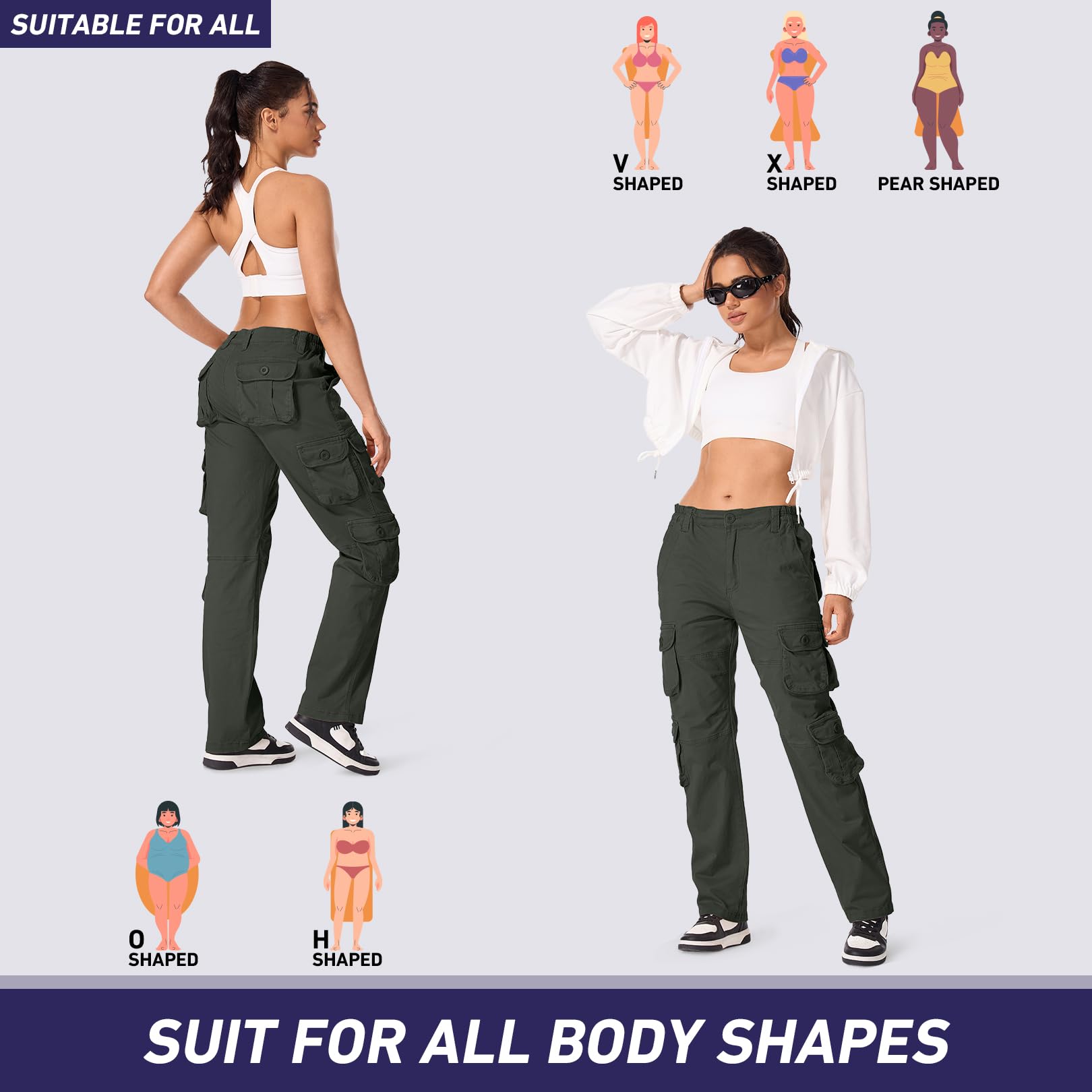nayjury women's cargo pants gusseted crotch enables movement on treks.