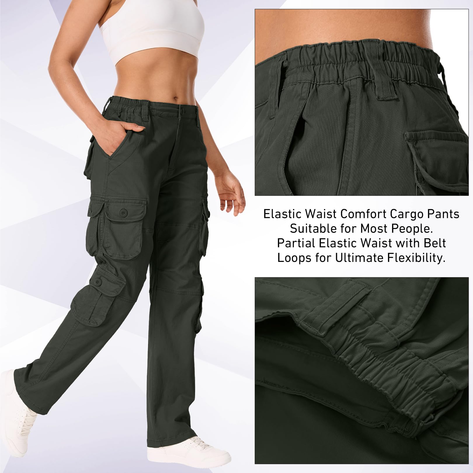 nayjury women's cargo pants UPF50+ fabric for sun protection on sunny trails.