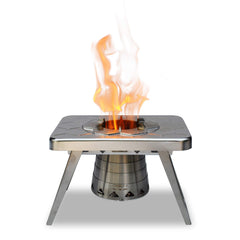 ncamp multi-fuel stove with collapsible burner for versatile outdoor cooking