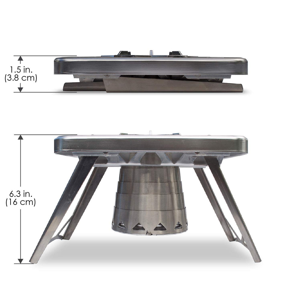 ncamp portable gas stove shown in compact profile for easy backpacking