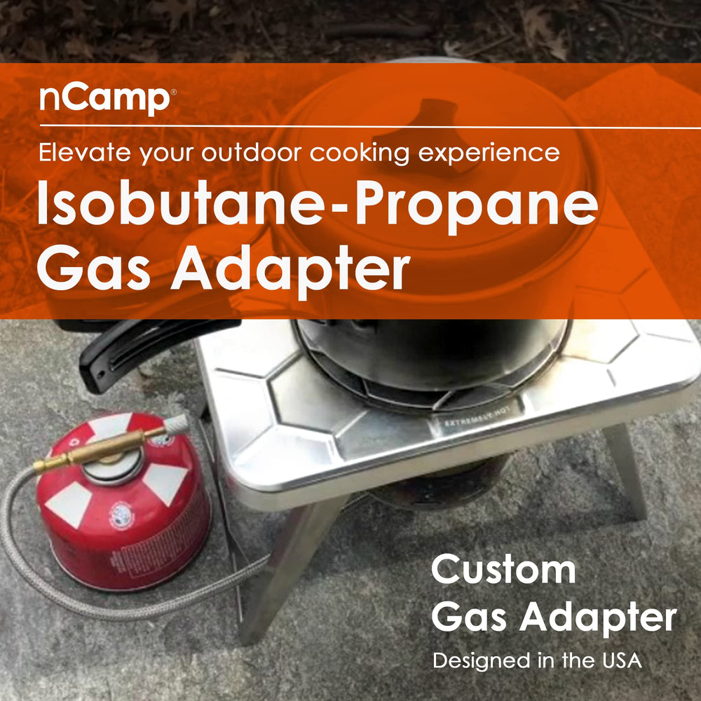 nCamp propane-isobutane adapter securely connects stove for versatile fuel options