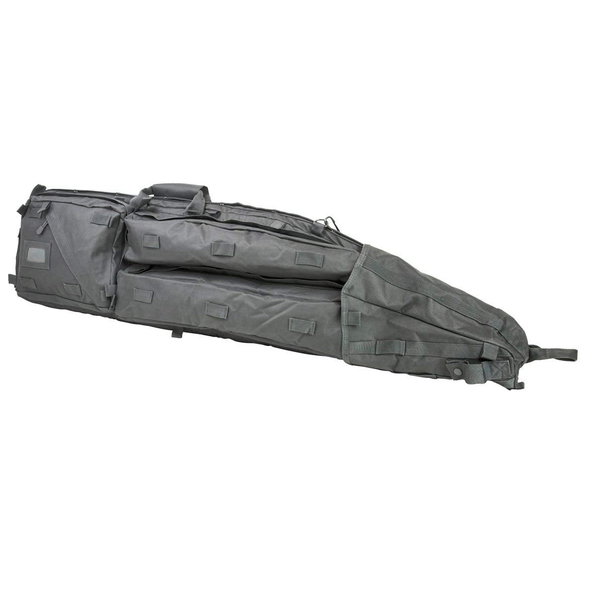 NcSTAR drag bag urban gray shows roomy main rifle compartment for secure transport