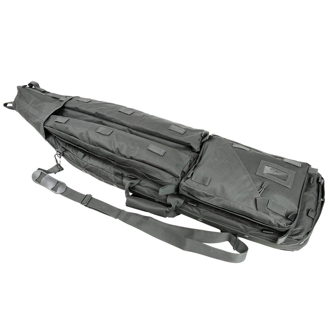 Two shoulder straps and sternum strap on NcSTAR drag bag urban gray for comfortable carry