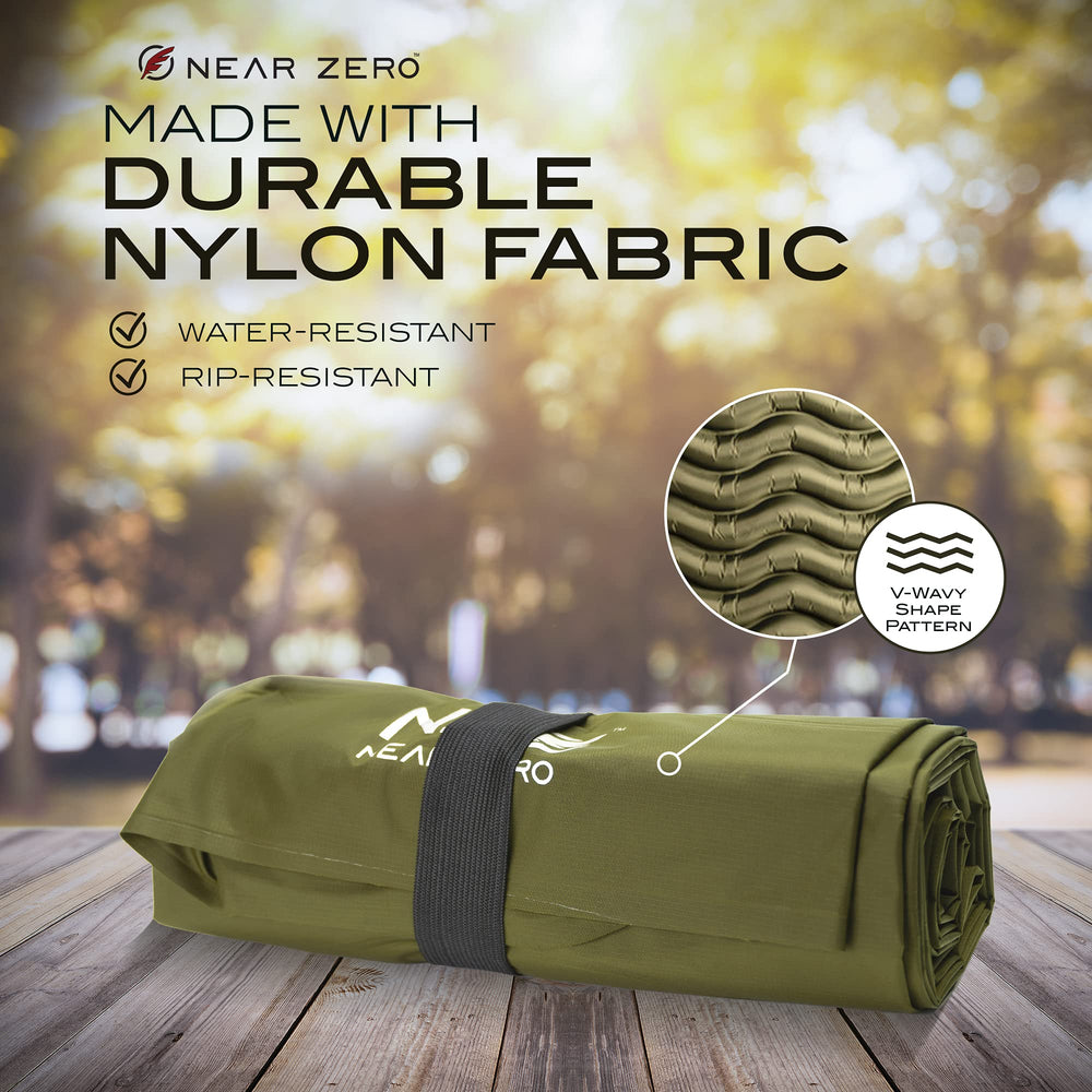 NEAR ZERO durable rip-resistant nylon surface withstands rugged outdoor use.