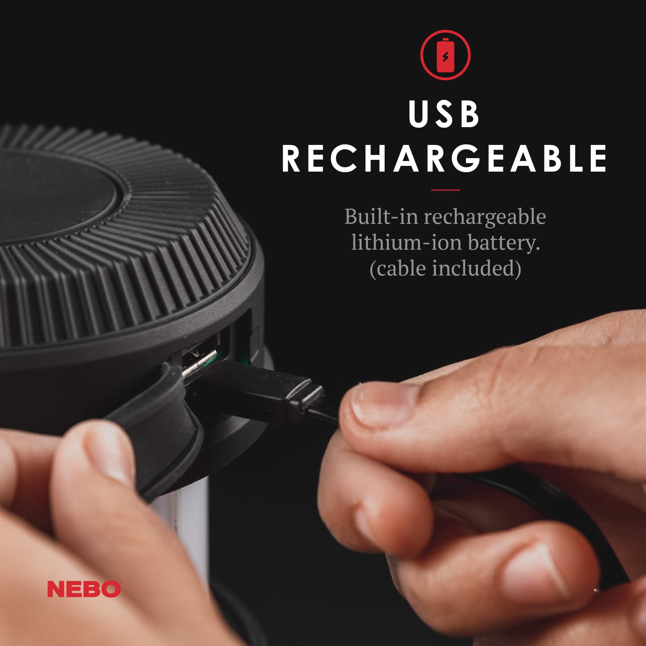 NEBO Big Poppy lantern mode delivering 300 lumens for wide-area visibility.