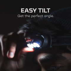 NEBO Einstein headlamp in outdoor use for compact, reliable backpacking lighting.