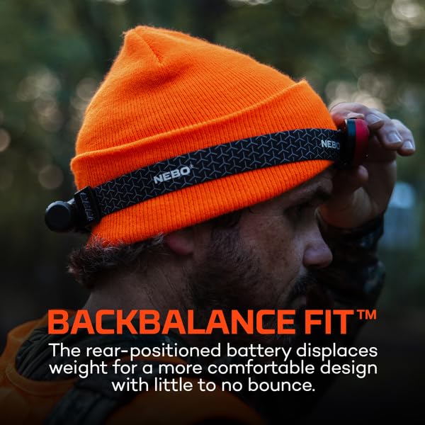 NEBO IllumaTrace BackBalance Fit shifts weight away from the forehead.