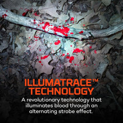 NEBO IllumaTrace blood-tracker mode highlights trails in low light.