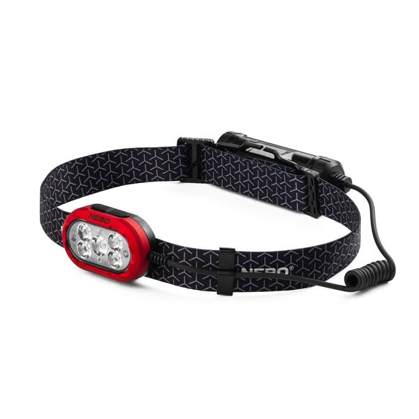 NEBO IllumaTrace headlamp on a forest trail for hands-free lighting.