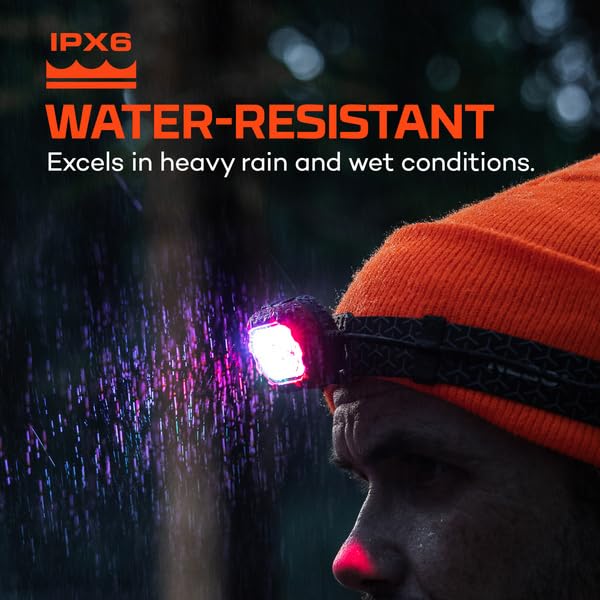 NEBO IllumaTrace IPX6 rating withstands rain during hunts.