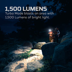 NEBO Transcend headlamp showing 5-mode brightness dial for on-the-go adjustments
