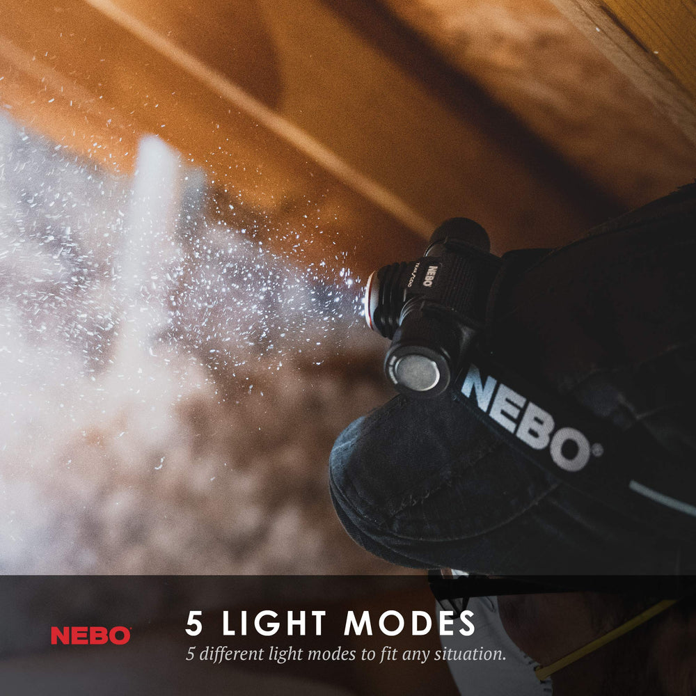 NEBO Transcend tilt-adjust headlamp directs light where you need it.