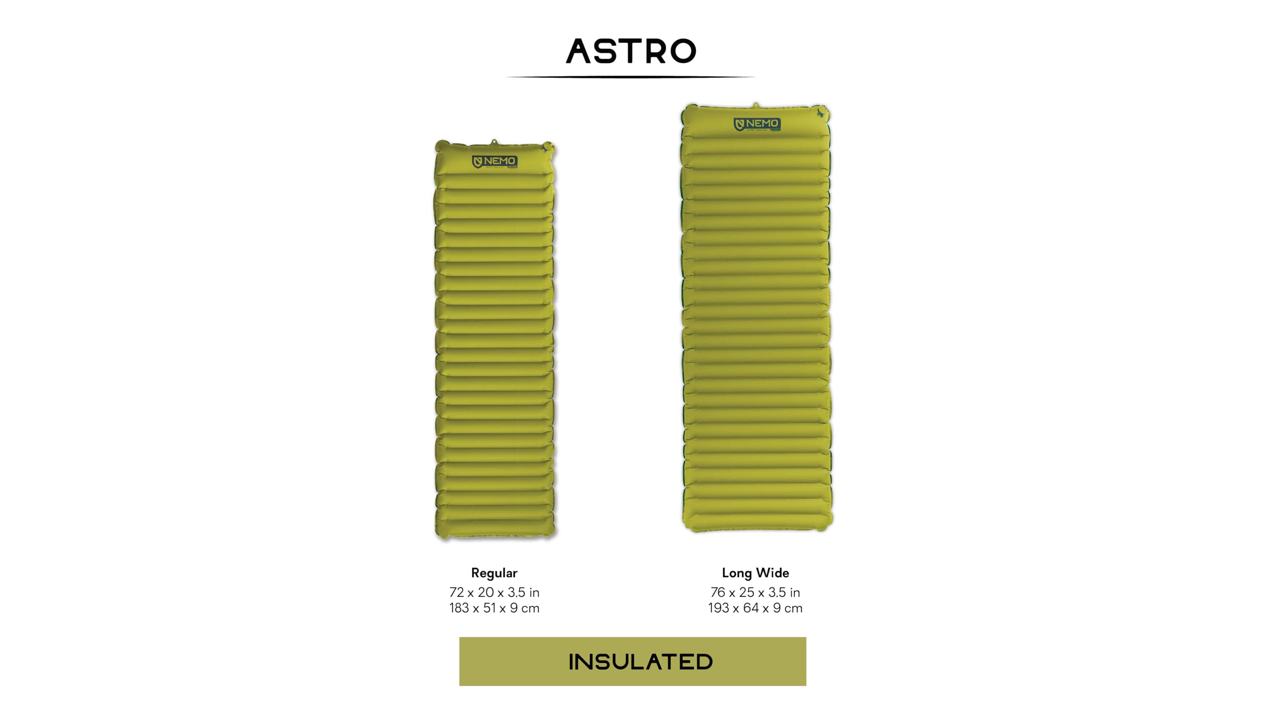 Nemo Astro sleeping pad regular three point five inch thickness smooths uneven ground
