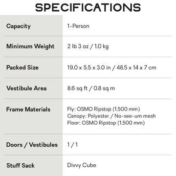 NEMO Dragonfly OSMO rainfly attachment ensures reliable weather protection.