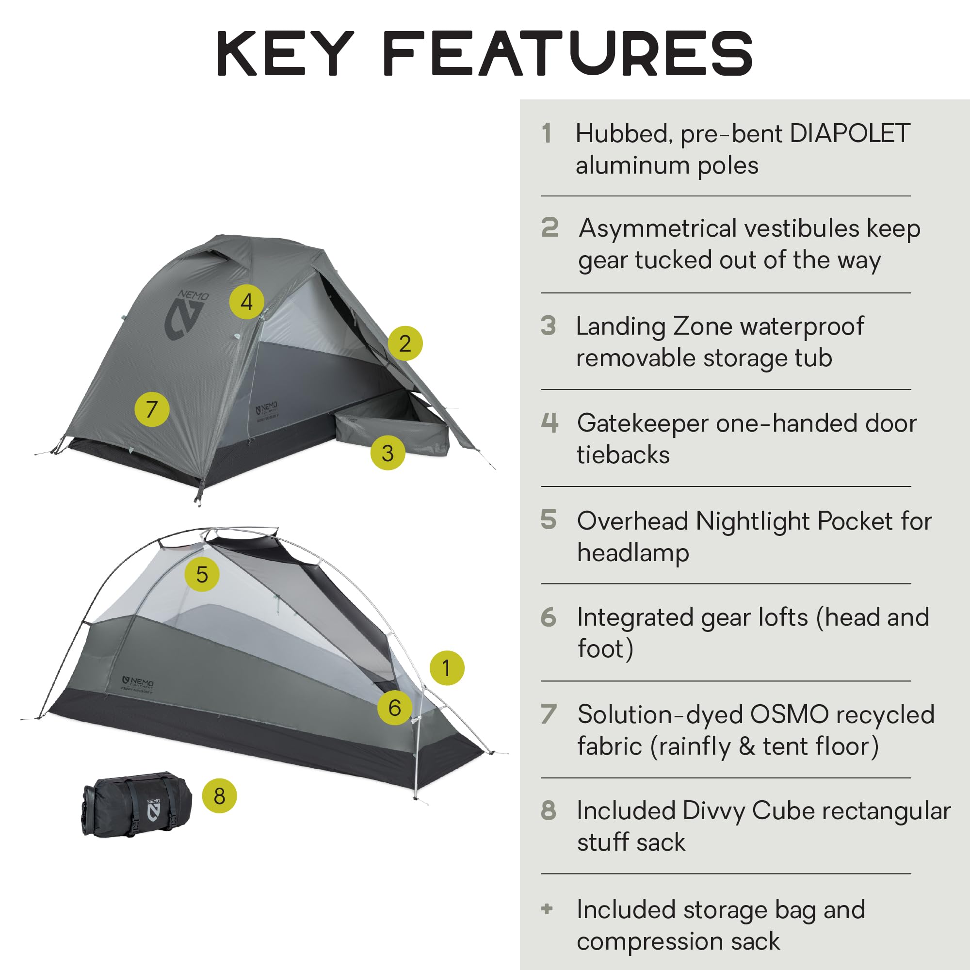 NEMO Dragonfly OSMO entrance doors enable quick access on trails.