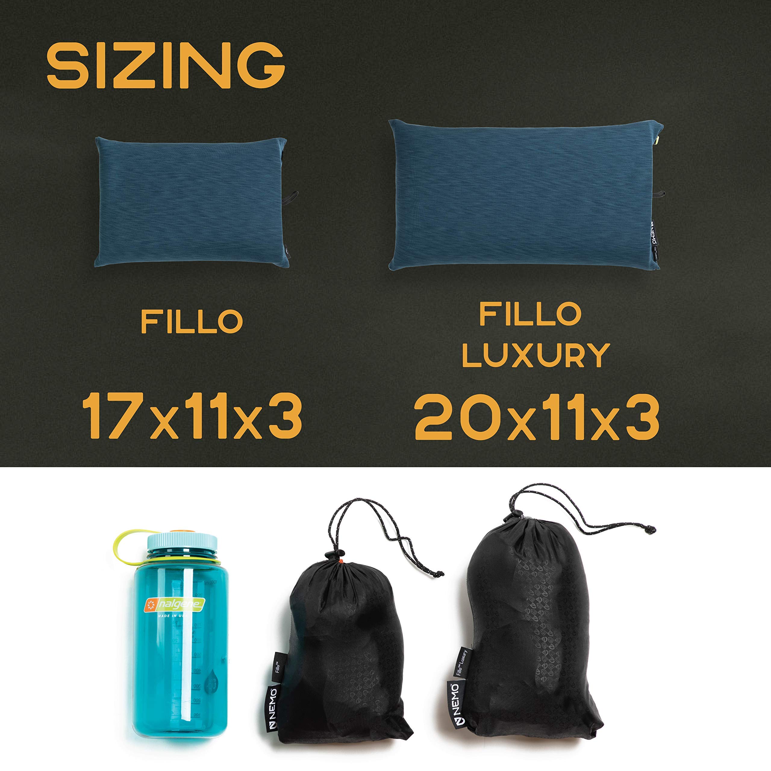 Nemo Fillo Luxury Pillow integrated stuff sack saves space in packing