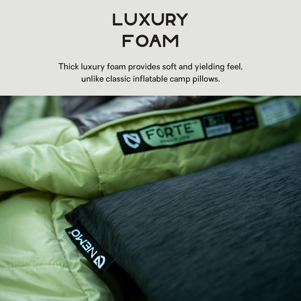 Nemo Fillo Wide Pillow height adjustable via shock cord lacing.