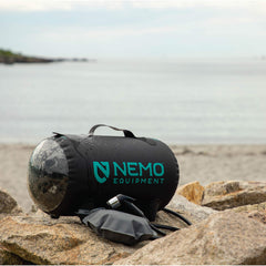 Nemo Helio foot pump pressurizes water for continuous spray.