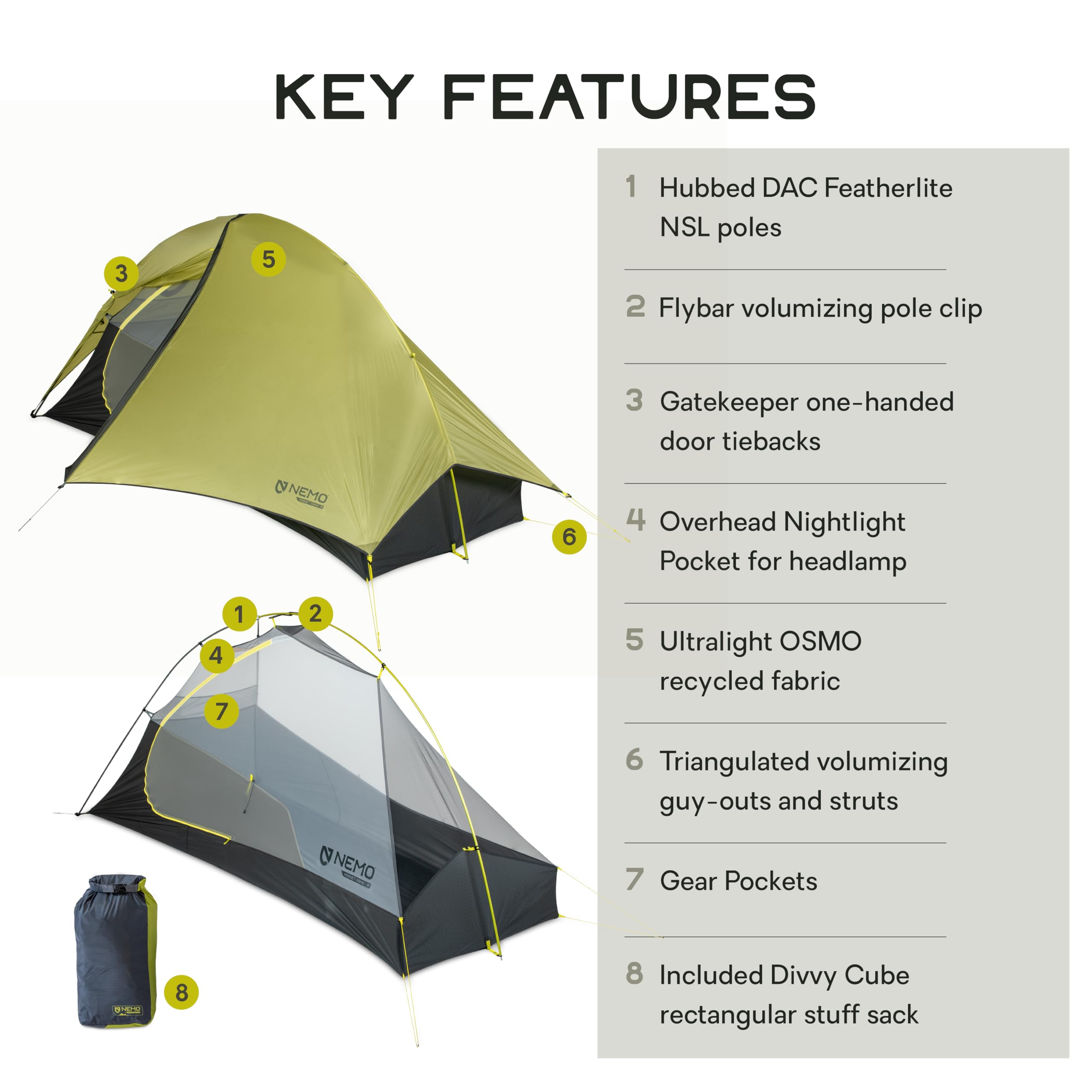 Interior of NEMO Hornet OSMO 1P in Goodnight Gray highlights spacious feel.