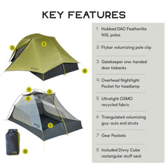 NEMO Hornet OSMO tent door and large vestibule offering gear access